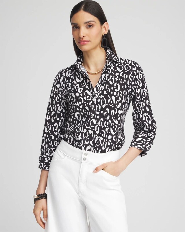 No Iron Stretch Leopard Shirt - image 1